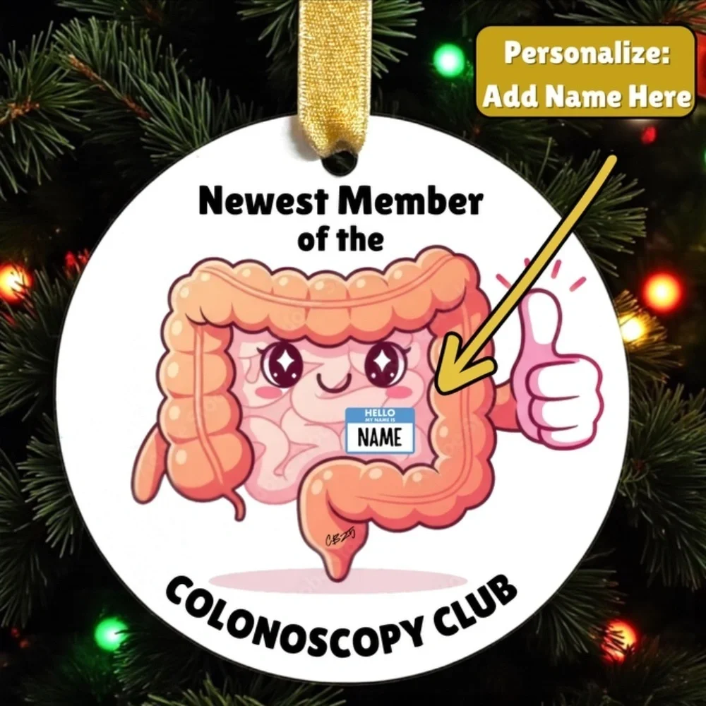 Celebrate Your First Colonoscopy: Customizable Christmas Ornament for Milestones